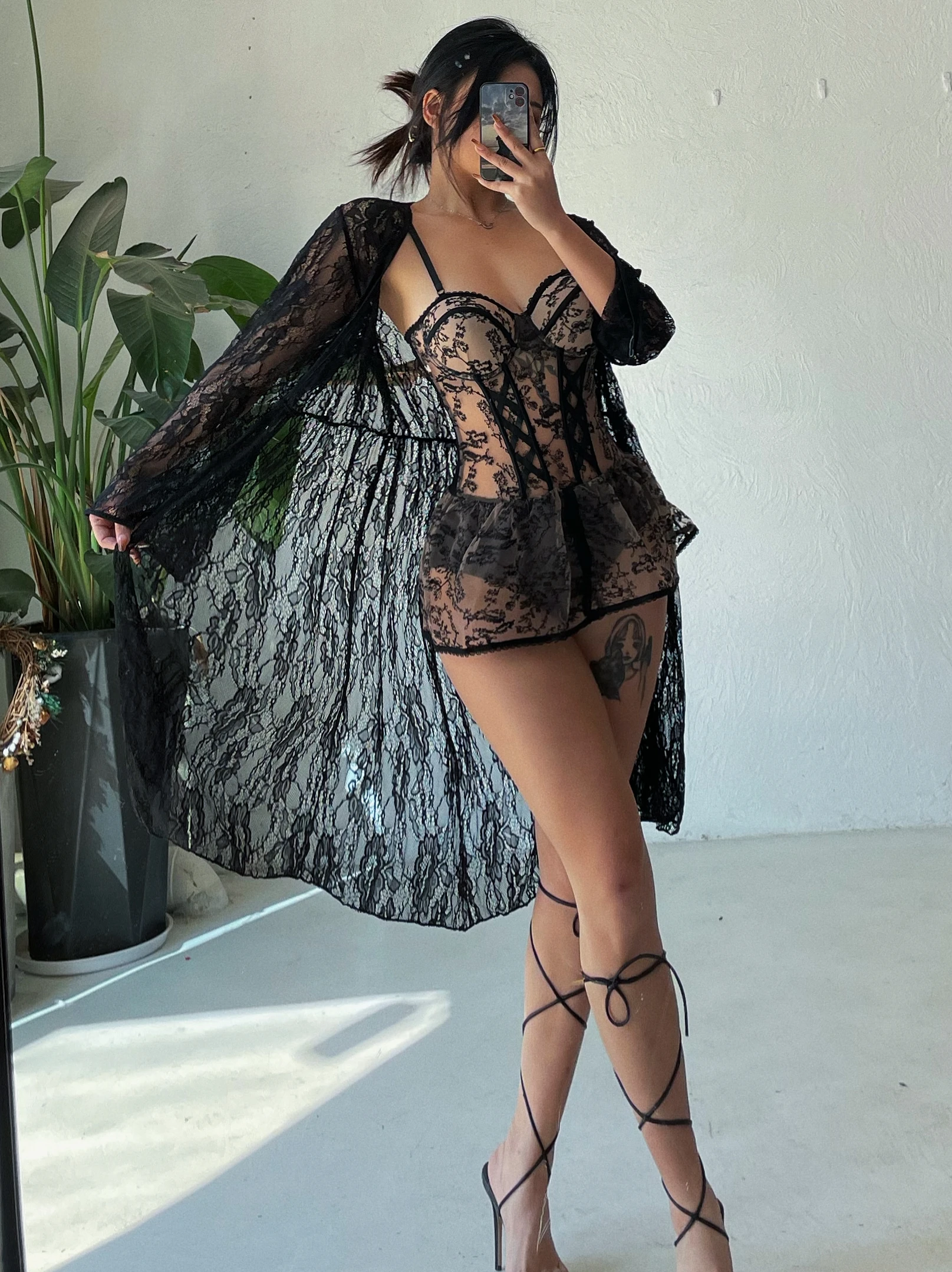 

Lace Pure Desire Sexy Sle Women's One-Piece Swimsuit Thermal Spring Cover-Up Slimming Design Ins Fairy Sle No Sve