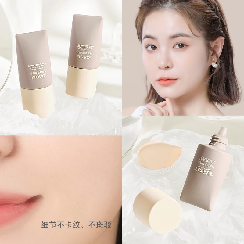 Soft Mist Liquid Foundation Glow Velvet Finish Full Coverage Long Lasting Moisturizing Oil-control Silky Face Makeup Foundation