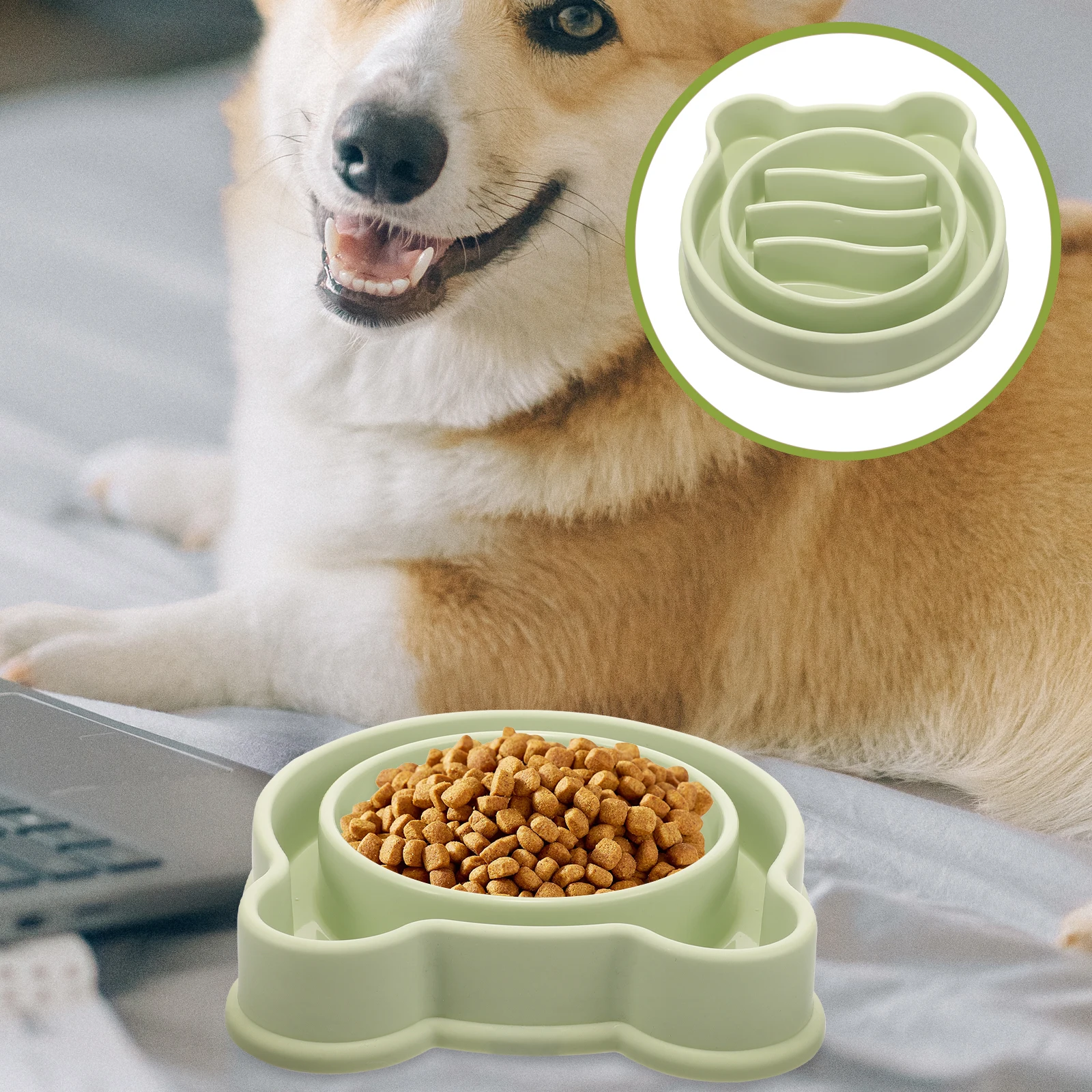 

Dog Slow Feeder For Small Large Breeds Anti-Choking Pet Food Slow Eating Bowl Reusable Pp Wear-Resistant Easy Clean Feeding Bowl