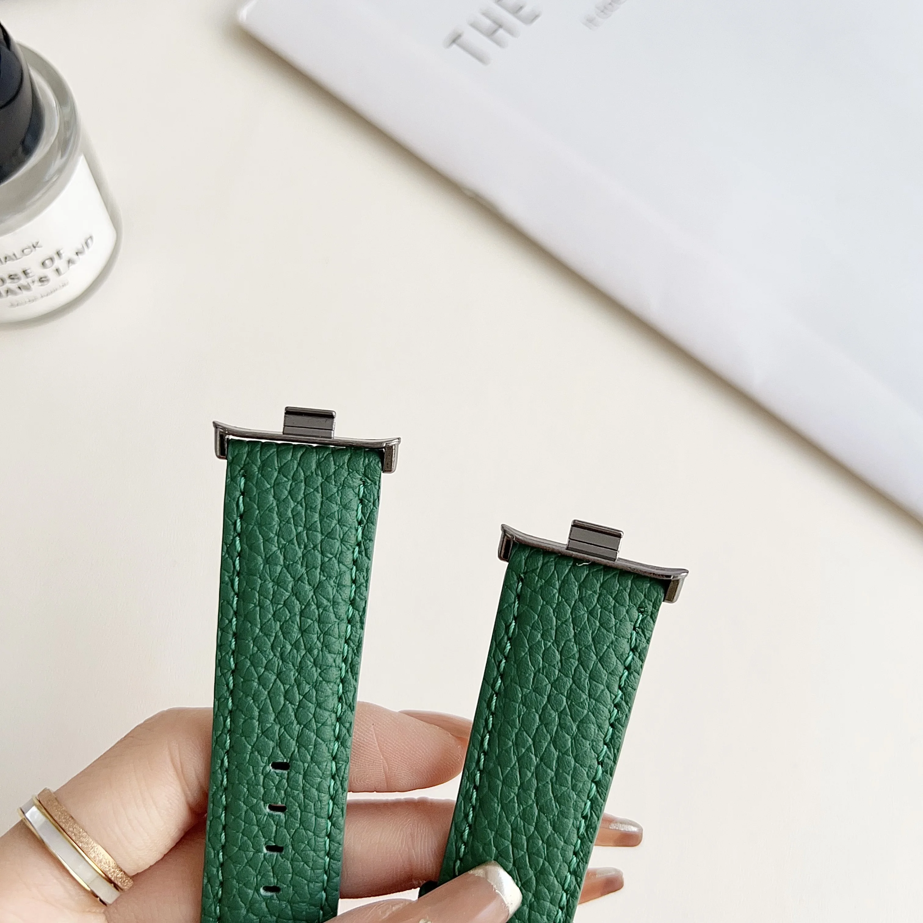 Кожаный ремешок Lychee для часов Redmi watch 4, xiaomi band8 pro