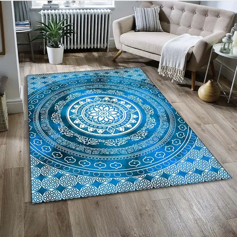 Mandala Bloem Bohemen Tapijt Mechanische Wasbare Slaapkamer Antislip Mat Voor Woonkamer Decoratie Groot Formaat Rechthoek Tapijt