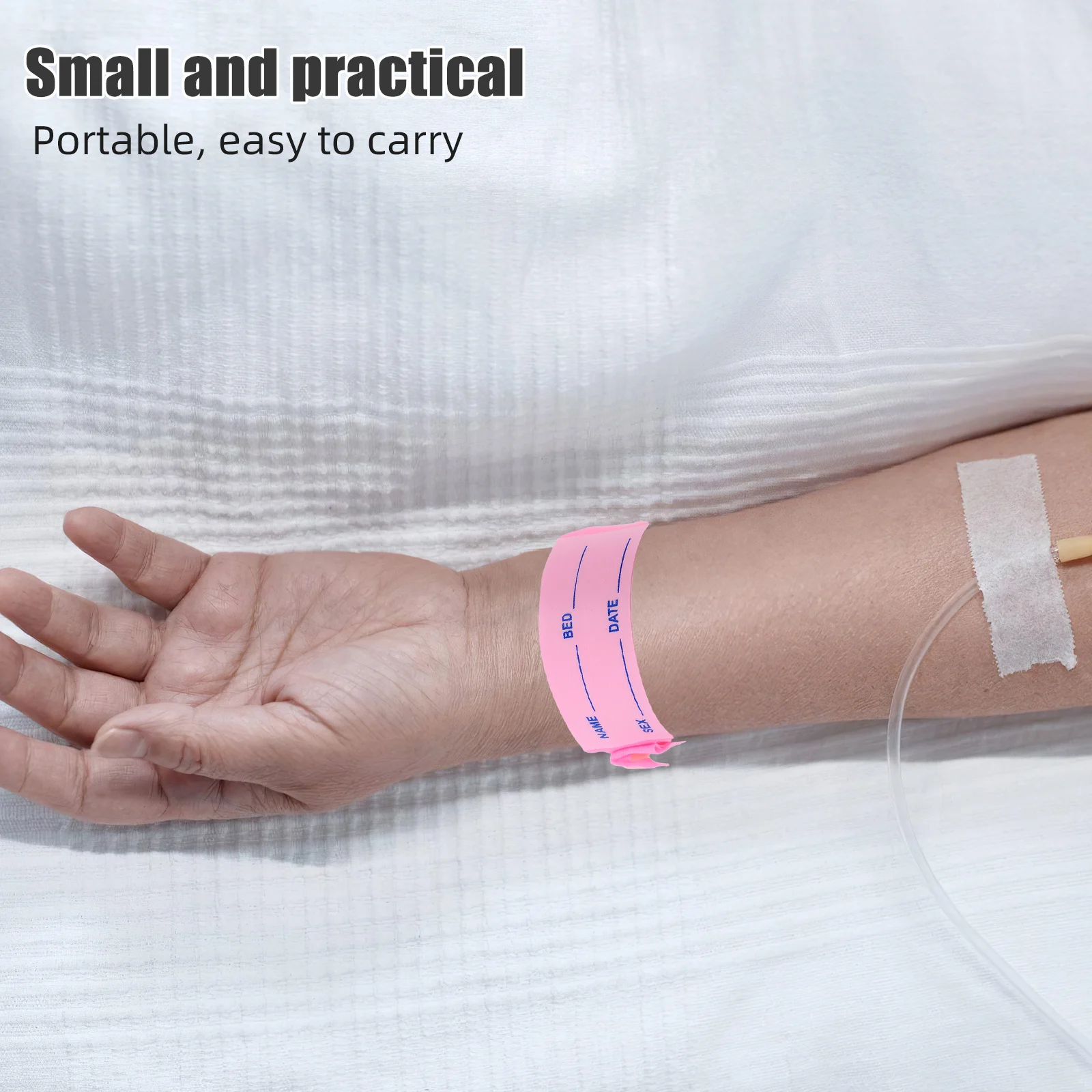 

100 шт. идентификационные браслеты, медицинские идентификационные браслеты для больничных пациентов, водонепроницаемые, устойчивые к пятнам, регулируемый размер для взрослых