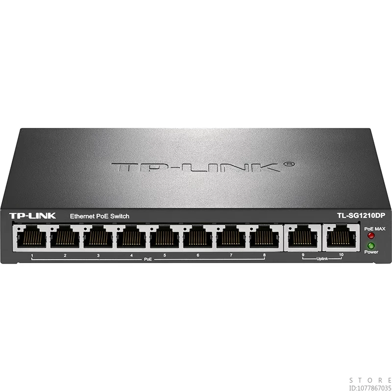 TP-LINK 8-port Gigabit PoE+2 Gigabit Uplink 10-port PoE Switch Network Splitter 1000M Switch TL-SG1210DP VLAN Support