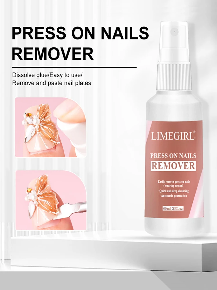 LIMEGIRL 60ml dissolvant de Gel pour ongles liquide pour ongles facile adoucir enlever les faux ongles adhésif solide outil de dissolvant de Gel pour ongles à pression