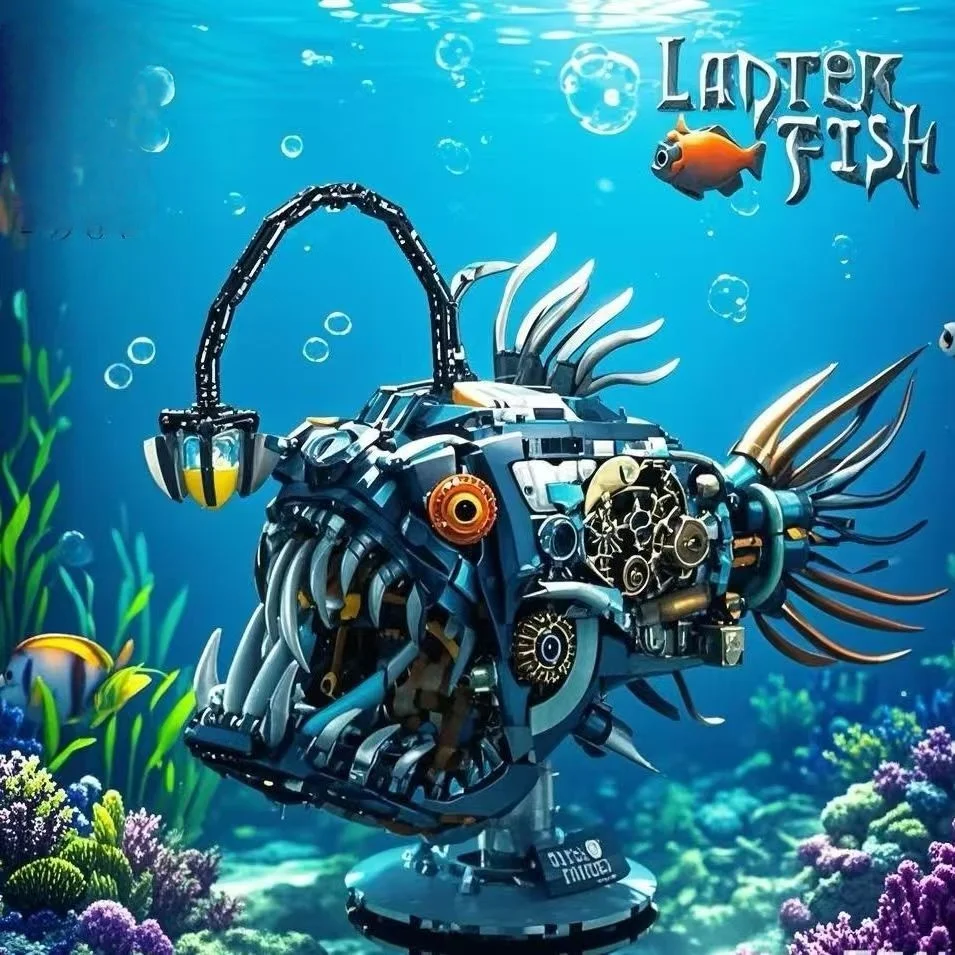 

Mechanical Lantern Fish Building Sets Ocean Animal Collection MOC Bricks Assembling Model Toys for STEM Building Gift (1038PCS)