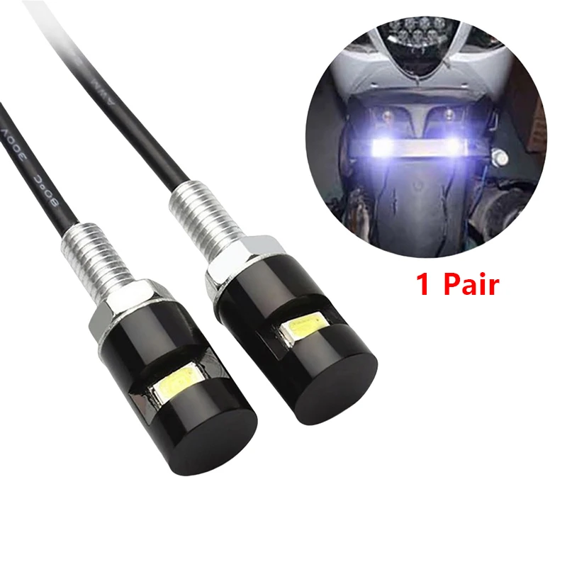 New 1 Pair Light Source 12V 5630 SMD LED Car Motorcycle License Number Plate Lights Lamp Auto Tail Front Screw Bolt Bulbs Lamps