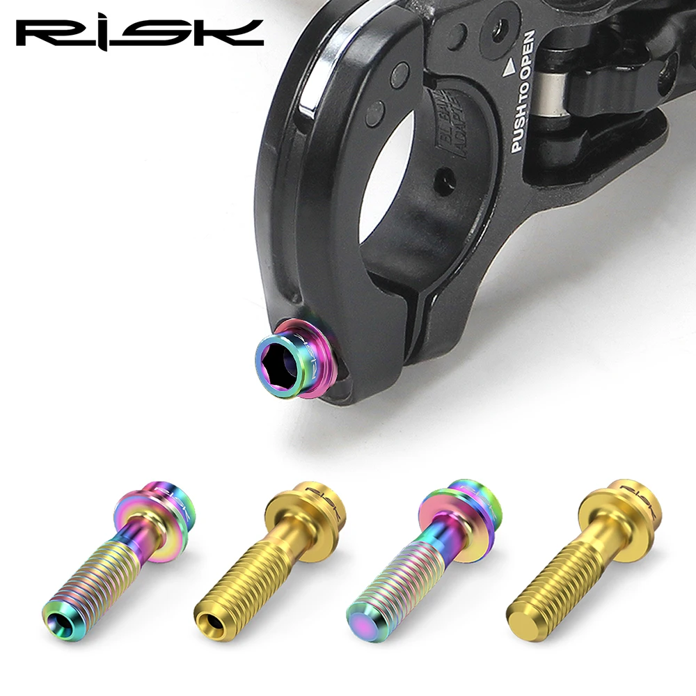 RISK 2PCS M5*18mm Bike Stem Handlebar Fixing Titanium Ti Bolts Fixed Screws Hollow Lightweight  for MTB Bicycle Seat Post Clamp