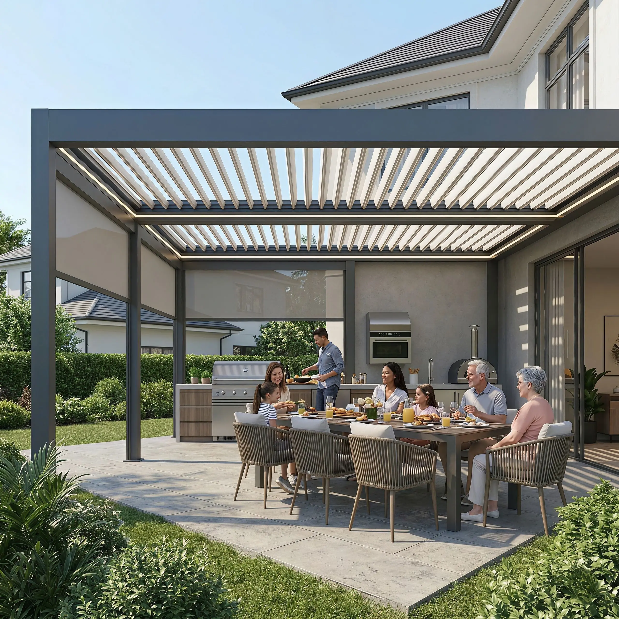Luxury Factory Direct 3x3 Aluminium Garden Gazebo Patio Pergola with Adjustable Roof Hardtop Outdoor Metal Louvered Pergola view 6