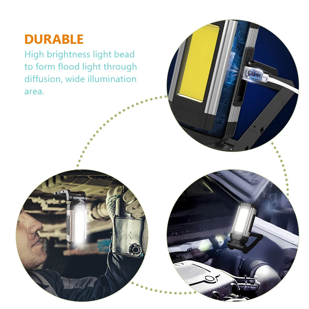 Rechargeable LED Work Light with Magnetic Base USB Output Portable Inspection Lamp for Vehicle Maintenance Construction Camping