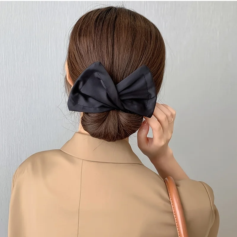 1 Stück Satin große Schmetterlings-Krawatte-Haarspange, vielseitiger Haargummi, Haar-Accessoires für Frauen, tägliches Pendeln, Dating-Styling-Dekoration – Detail 3