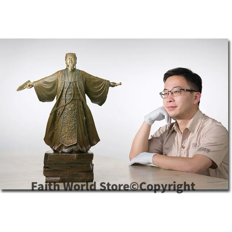 Limited Edition 50CM HOME OFFICE business Military political figures Militarist Zhu Geliang Kong Ming FENG SHUI brass statue