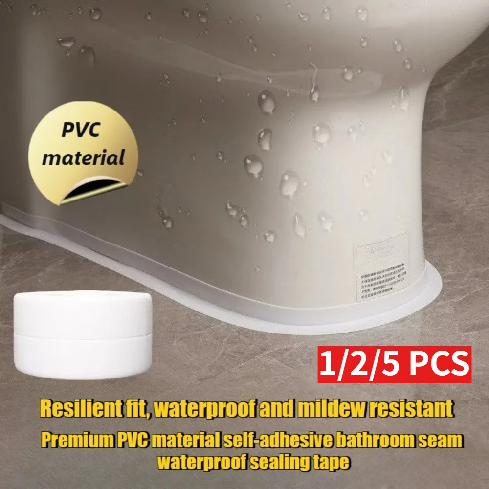 Home bathroom PVC self-adhesive leak proof and mildew proof bathroom seam waterproof sealing tape, white edge protective tape