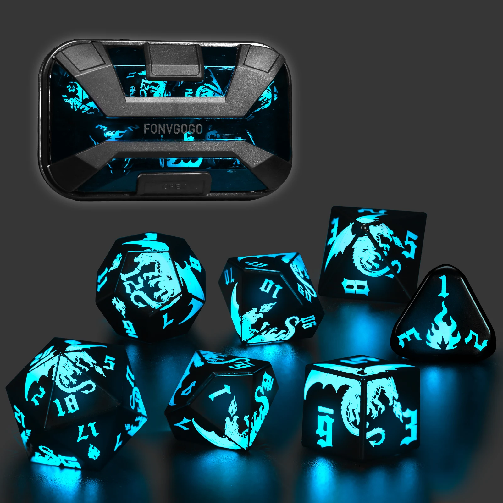Light up LED DND Dice Set Rechargeable for Gift Dungeons and Dragon RPG D and D Glow in the Dark Dice with Charging Box