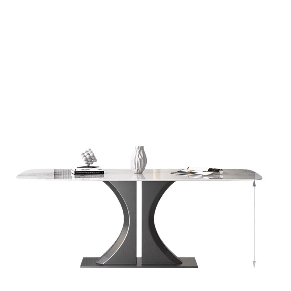 Rock Slab Meal Rectangular Light Luxury Modern Simple Minimalist Home Dining Table Chair Combination Full Support Baseplate
