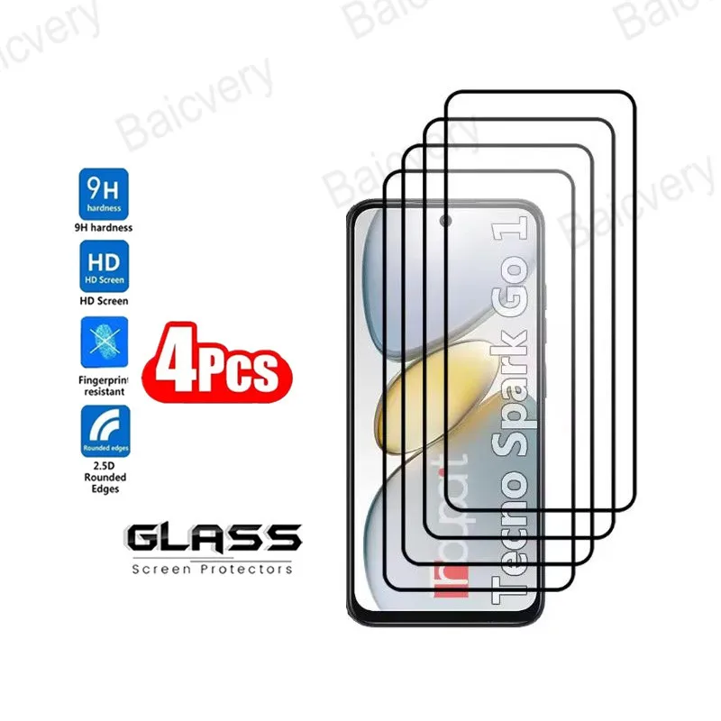 ل Tecno Spark Go 1/Go 2025/ Tecno Pop 9 4G واقي للشاشة من الزجاج المقسى HD طبقة رقيقة واقية لشاشة الهاتف