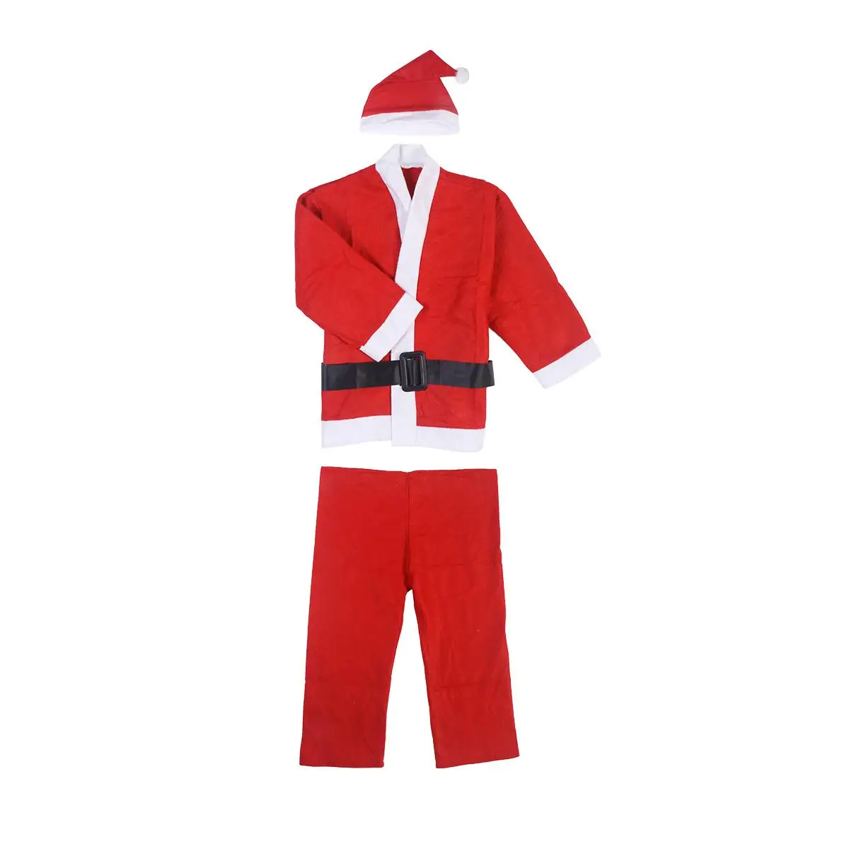 

4 Pcs Kids Santa Claus Costume Bright Red Christmas Outfit with Hat Jacket Belt Pants Cosplay Clothing Holiday Party