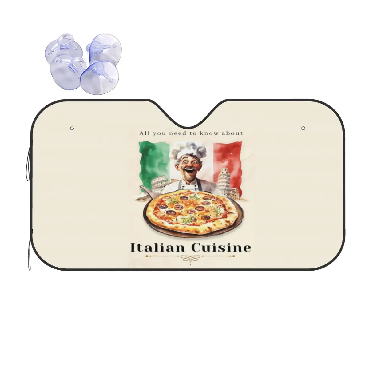 

Italian Flag Pizza Sunshade Windscreen Car Front Windshield Window Sun Visor Accessories Covers