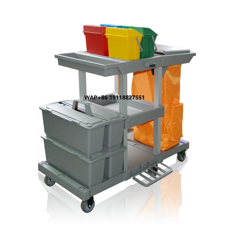 YJ-05 Series Cleaning Cart Hotel Rooms Property Cart Linen Bag Cleaning Tools Multi Functional Hand Pushed Utility Cart