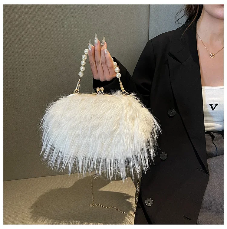 حقيبة كروس راقية على الطراز الكوري الجديد مع سلسلة لؤلؤية متعددة الوظائف للخريف والشتاء