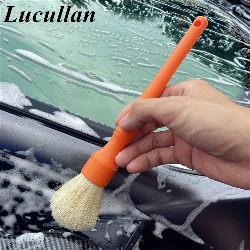 Lucullan Super Dense Natural Boar\'s Hair Premium Cleaning Brushes For Small Spaces,Engine Bays,Exterior Detailing