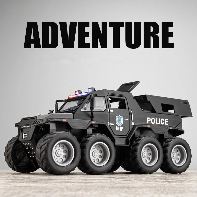 1:32 Siberia Conqueror Shaman Alloy Police Armored Car Model Diecast Metal Toy Off-road Vehicles Car Model Sound Light Kids Gift