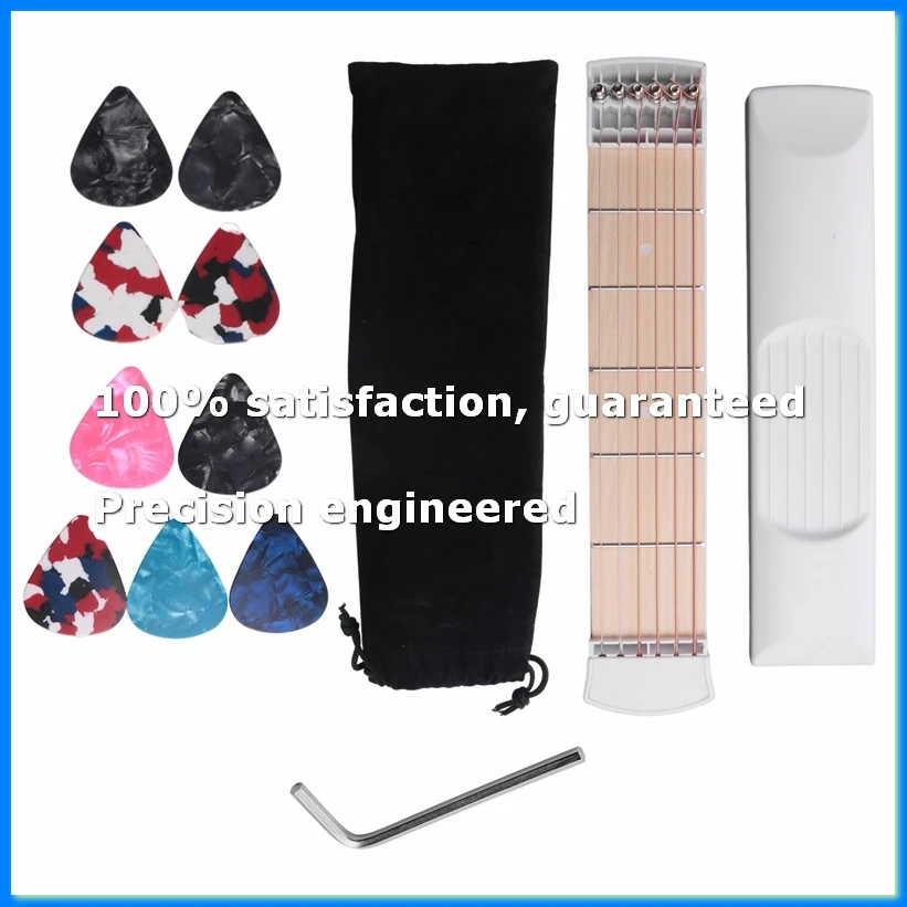 Pocket Guitar Practice Neck, Guitar Trainer 6 Fret Portable Guitar Chord Practice Tool for Beginner-A73M