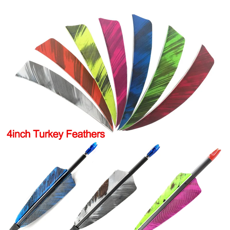 

50Pcs 4Inch Archery Shield Cut Turkey Feather Fletching DIY Arrows Fletching Right Wings Vanes for Hunting Shooting Accessories