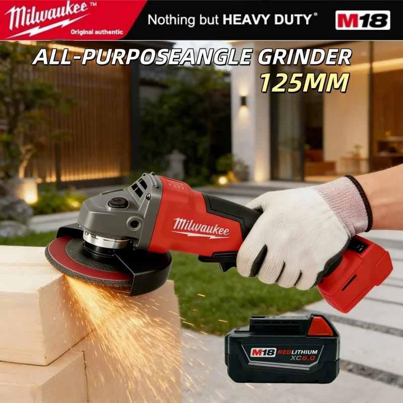 Milwaukee Original M18 125mm Brake Angle Grinder 3-speed Variable Speed Cordless Cutting and Polishing Power Tool+Battery