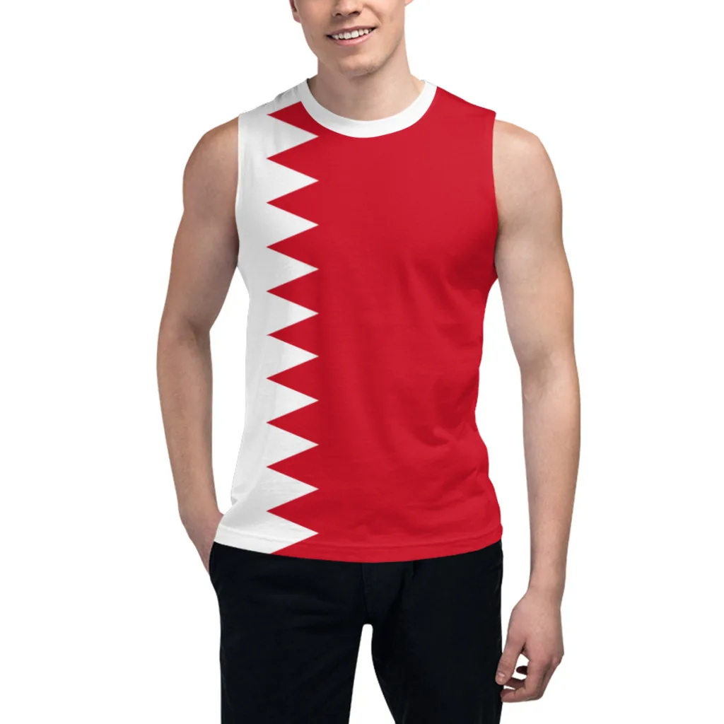 

Sleeveless T-shirt Bahrain Flag 3D Men's Boys Tshirt Gyms Tank Tops Fitness Joggers Basketball Training Vest