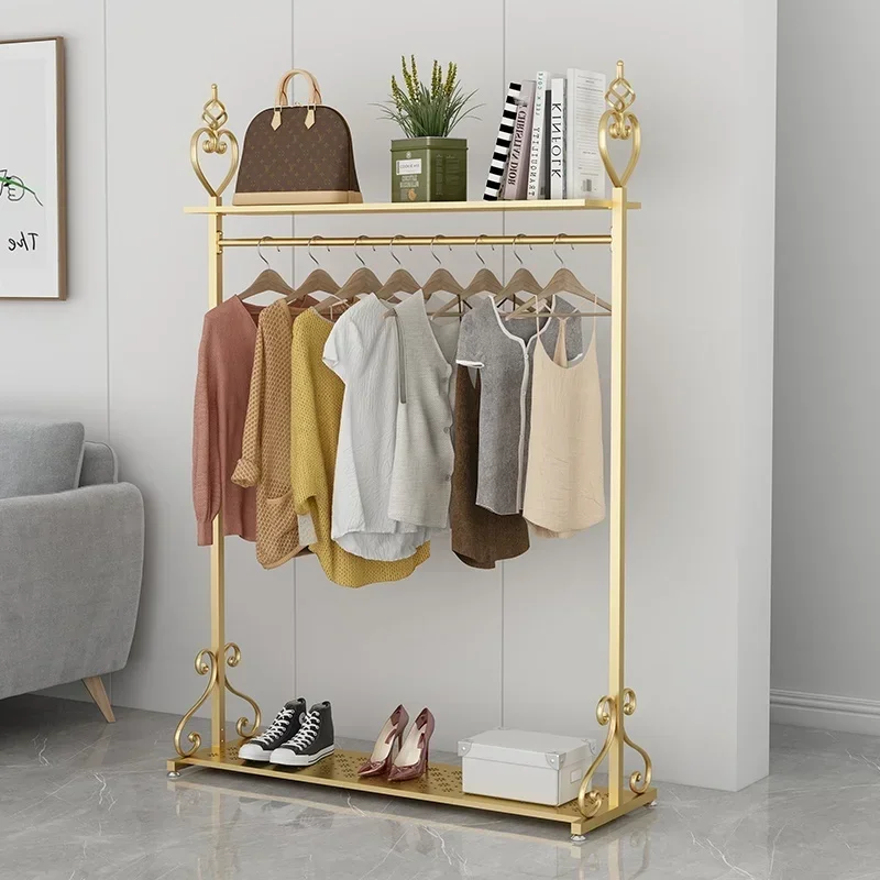 

Clothes Display Style Household Space-saving Bedroom Floor Coat Rack For Clothes In Metal