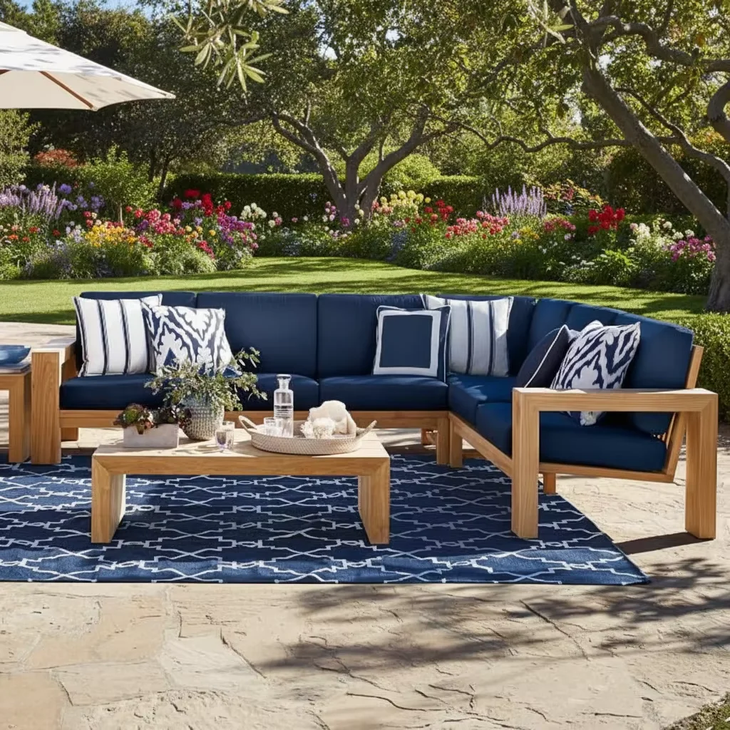 #Leisure Outdoor Furniture Sectional Sofa Set Wooden Furniture Teak