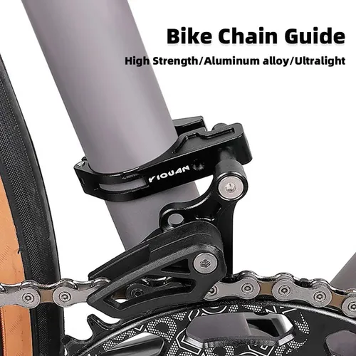 Guía de cadena de bicicleta de montaña ajustable, aleación de aluminio duradera, cubierta protectora de caída de cadena de montaña de marcha única para 27,2-34,9