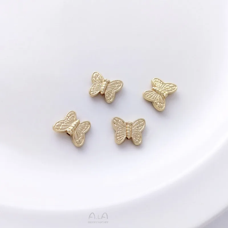 14K Gold DIY Accessories Butterfly Through Hole Bead Back Cloud Handmade Bracelet Necklace Ear Jewelry Handmade Materials