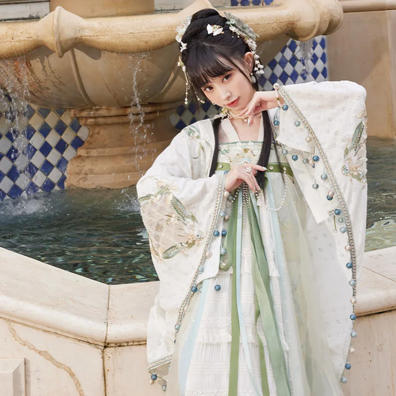 

New Hanfu Cloak Spring Embroidery Hanfu Accessories Coat Hollow Shawl Chinese Traditional Tang Song Ming Dynasty Clothes DQL7978