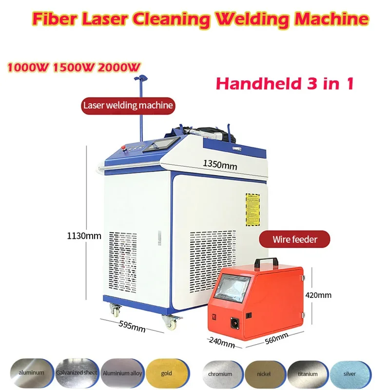 New Handheld 3 in 1 Fiber Laser Cleaning Welding Machine Laser Cutting Machine 1000W - 2000W for Oxides Stainless Steel Surfaces