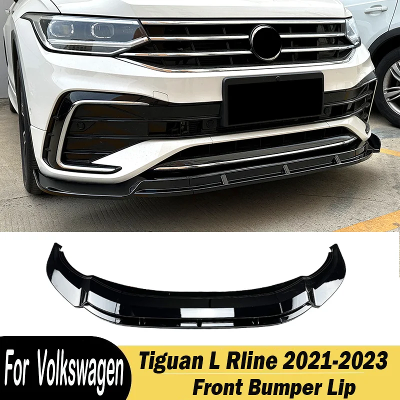 High-Quality ABS 3Pcs Car Front Bumper Lip Diffuser Spoiler Splitter Body Kits For Volkswagen Tiguan L Rline 2021 2022 2023