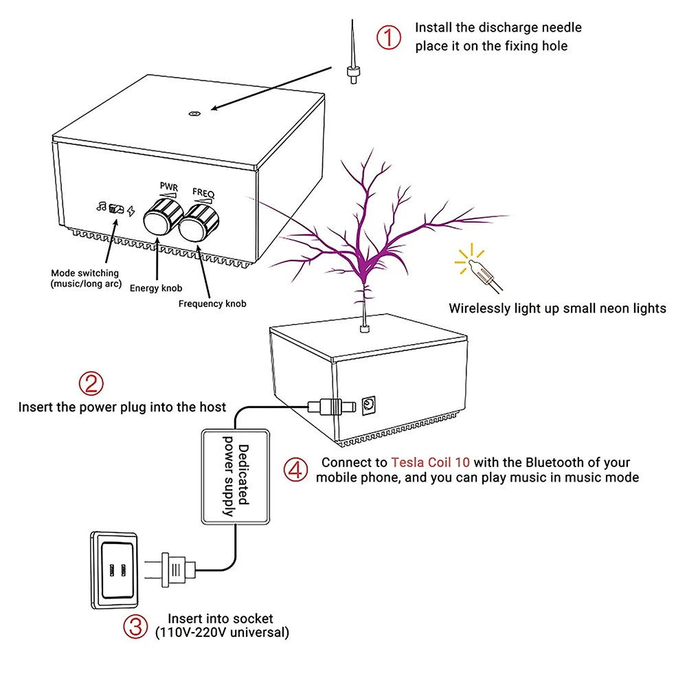 Музыкальная Bluetooth-Колонка в катушке Tesla, беспроводная сенсорная дуговая плазменная колонка, искусственная молния, искройный зазор, квадратный генератор волн