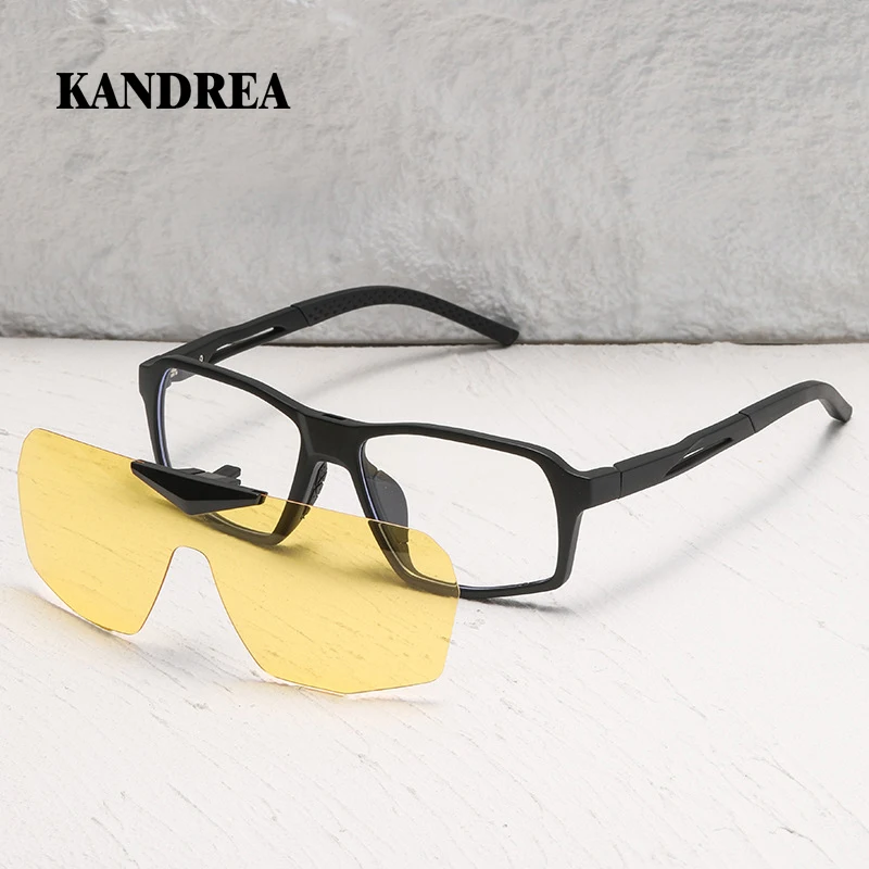 

KANDREA велосипедные солнцезащитные очки для защиты глаз для близорукости, женские и мужские поляризационные солнцезащитные очки 2 в 1, оправа для очков ночного видения, модная 8561