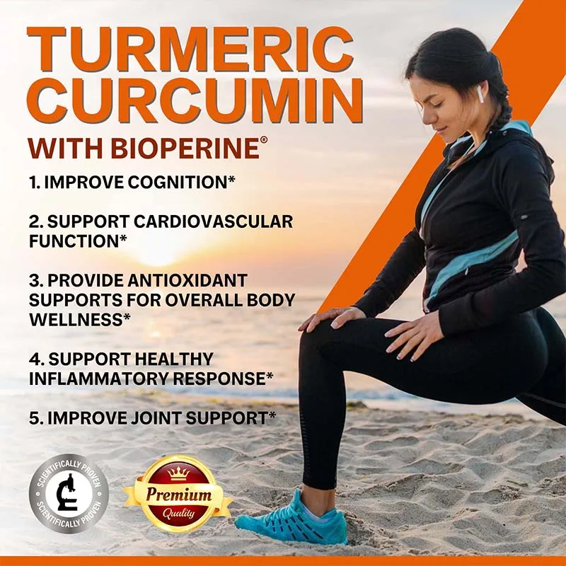 Turmeric Curcumin - Helps Relieve Muscle and Joint Pain, Antioxidant, Supports Immune, Heart, Brain, Skin, Digestive Health