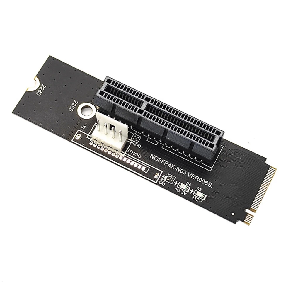 NGFF M.2 ke PCI-E 4X X1 kartu Riser M2 NVME ke PCIe X4 dengan indikator tegangan LED untuk GPU BTC Mining