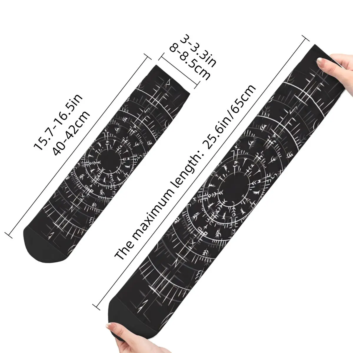 Happy Men's Socks Abstract White Circle Runic Scandinavian Vintage Nautical Art Harajuku Seamless Crew Sock Gift Pattern Printed