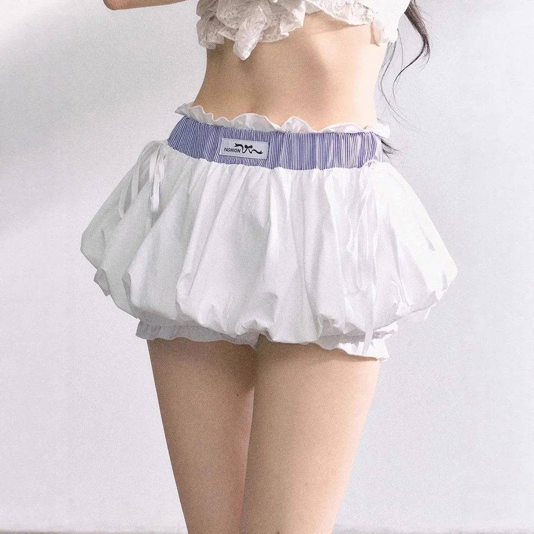 Plus Size Summer Beautiful French Girl Half Length Skirt Women Slim Bloom Short White Polyester Korean Style