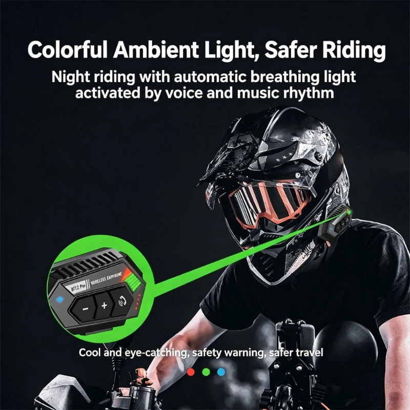Helmet Headset with Bluetooth-Compatible 5.3, Voice Control, Clearer Calls, Long Battery Support and Quick Clip H9EE