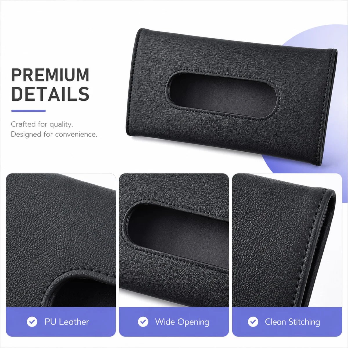 1PC Car Sun Visor Tissue Holder PU Leather Hanging Napkin Box Universal Multifunctional Interior Car Tissue Organizer Accessorie