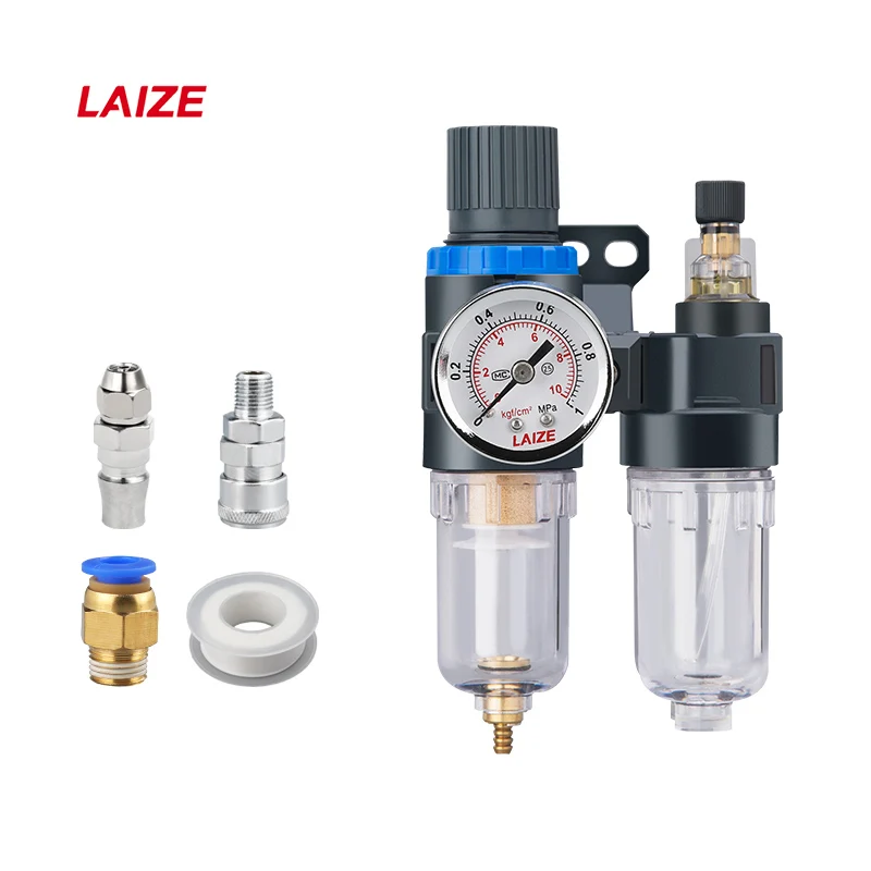 

LAIZE Quality FRL Air Filter Pressure Regulator Lubricator Combine AIRTAC Type Automatic Drain With Gauge AFC2000 AFC2000D