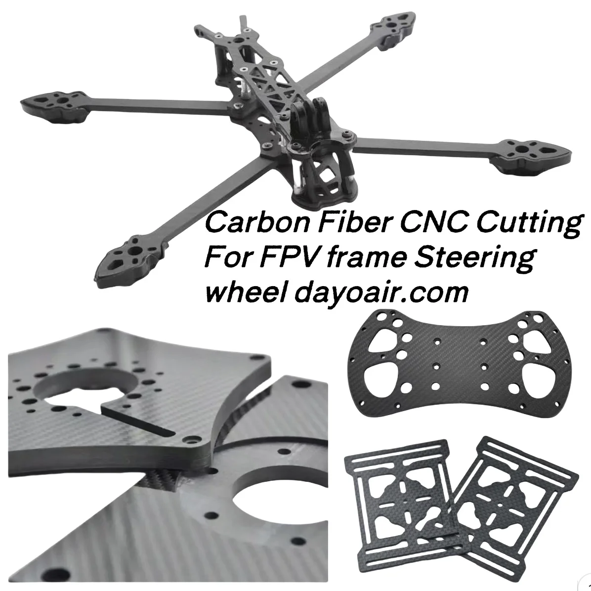 T300 T700 Carbon Fiber Sheet CNC Cutting Maching Carbon Plate Panel Process Board CNC Milling Engrave Carve FPV Frame Drone Arm