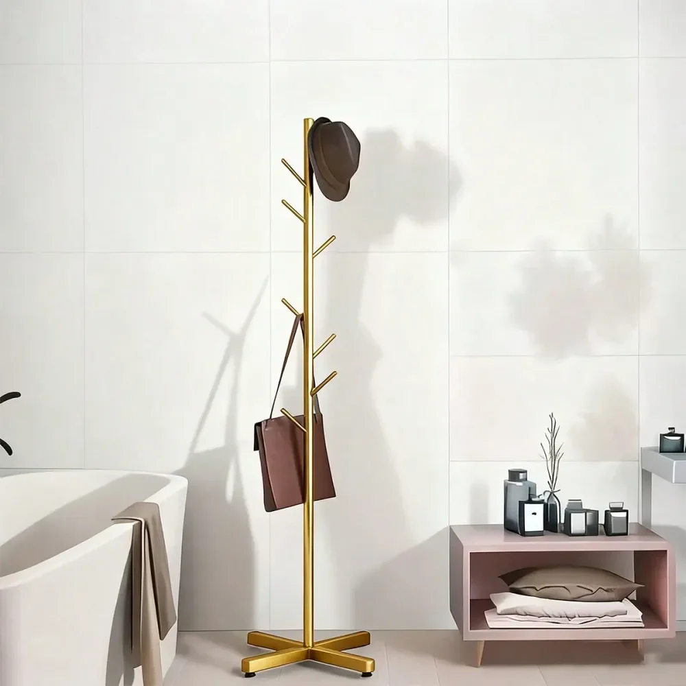 

Coat Rack, Modern Freestanding Coat Rack, EasyToAssemble Coat Rack, Suitable For Bags, Hats, Entryway, Office Gold