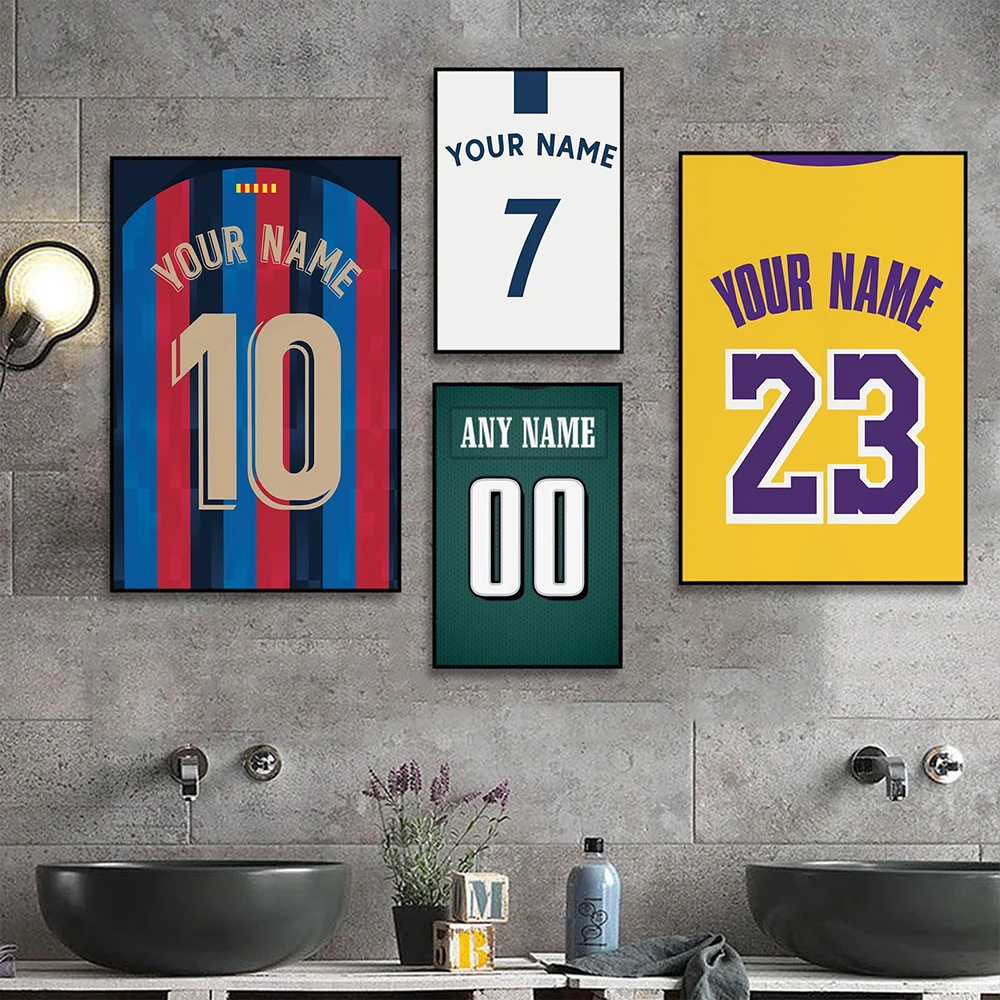 Football Basketball Jersey Name Custom Canvas Painting Poster HD Quality Poster Wall Art Painting Study Decor Pictures