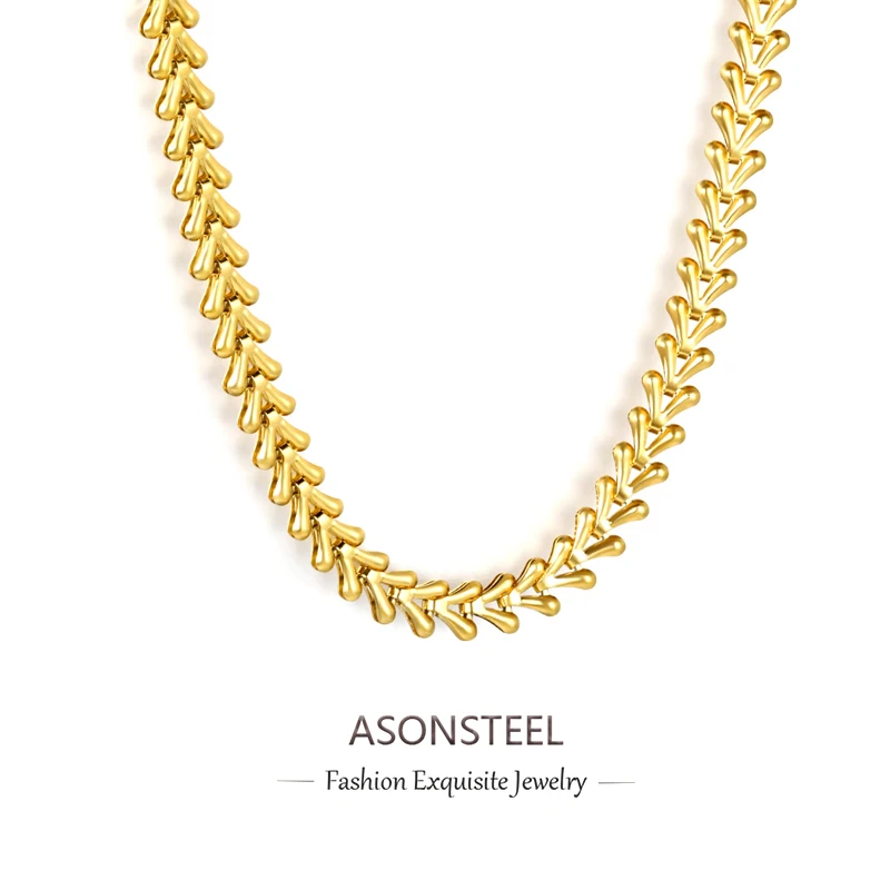 ASONSTEEL على شكل قلب ربط القمح سبايك سلسلة قلادة الفولاذ المقاوم للصدأ المختنق المعادن للنساء الرجال الاكسسوارات بالجملة مجوهرات #1