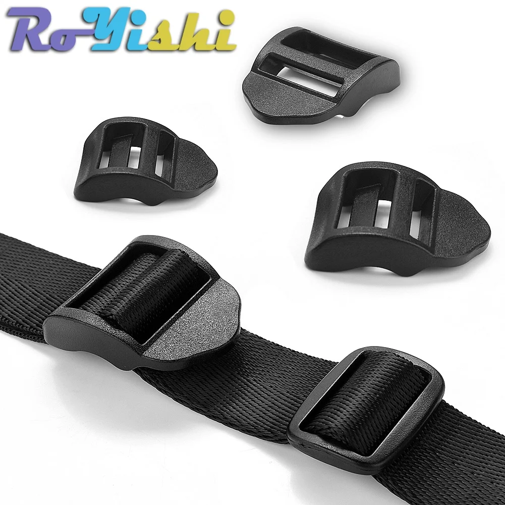 10-100 Pcs/Pack RoYishi 20-38mm Black Ladder Lock/Tri-Glide Slider Plastic Buckles For Backpack Straps Webbing